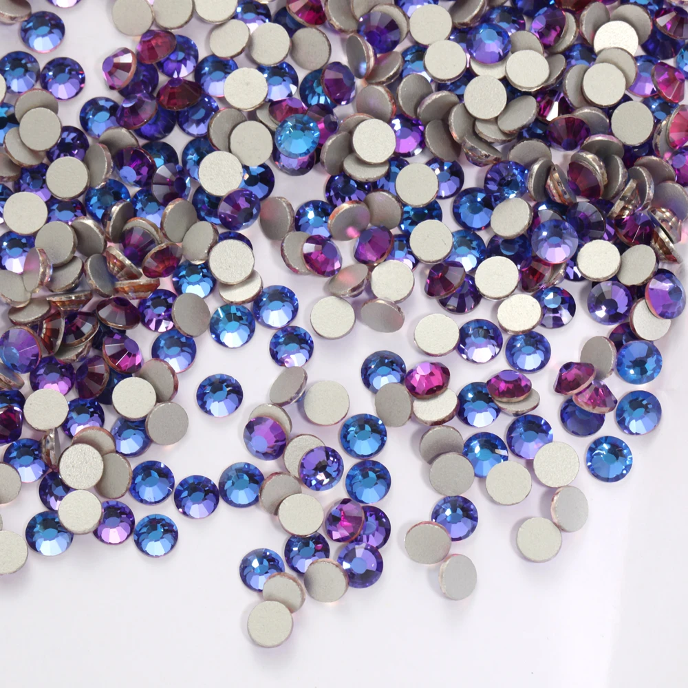 Diamantes de imitación con reverso plano, purpurina de terciopelo púrpura, diamantes de imitación para uñas, piedras de cristal, ss3-ss30