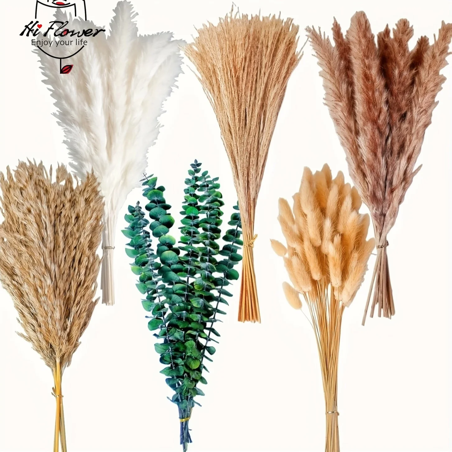 

Natural Boho Pampas Eucalyptus Decor Bulrush Reed Grass for Vase Filler Farm Home Party Wedding Festival DIY Phragmites Flowers