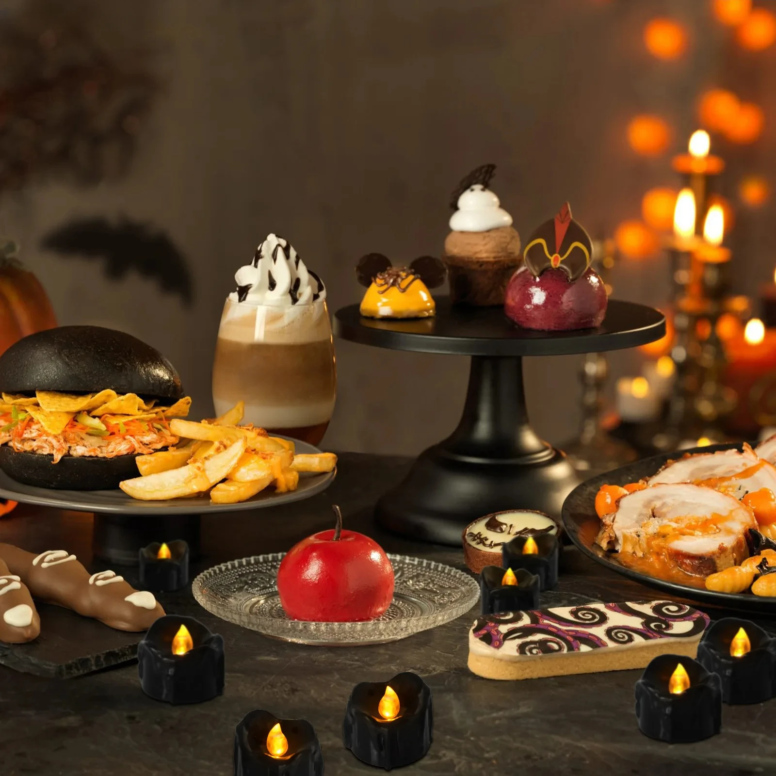 12Pcs Black LED Candle Lamp Battery Operated Tea Light Flameless Fake Electronic Candle For Halloween Xmas Party Decoration image 2