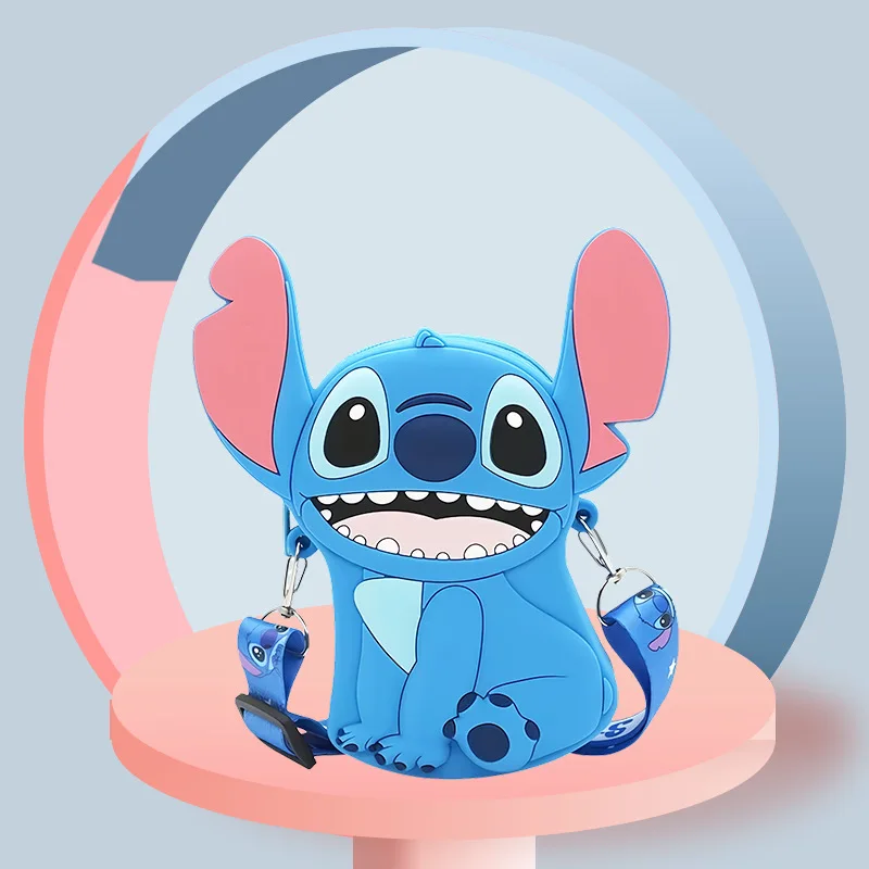 Disney Cartoon Stitch Crossbody Coin Purse Bag Kid Children Gift Fashion Shoulder Handbag Adjustable Strap Travel Pocket Pack