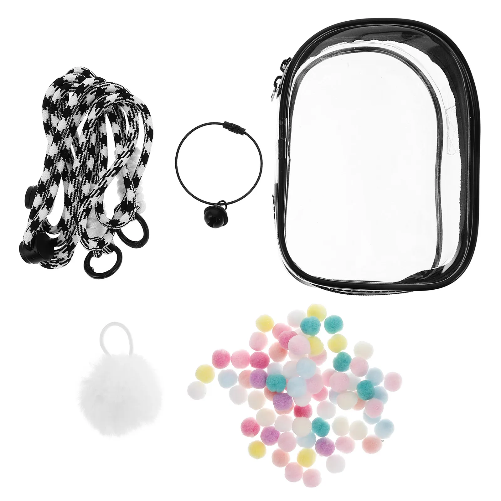 

Прозрачный подвесной органайзер для мини-фигурок, пылезащитный футляр для хранения с плечевым ремнем и помпонами для коллекционных предметов