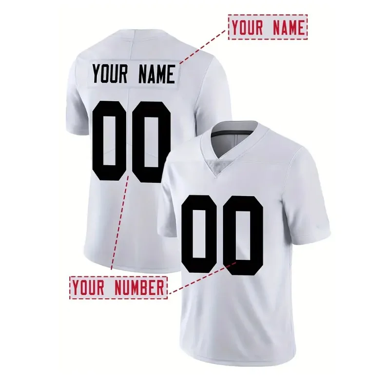 Customized Name And Number Men's Embroidered American Football Jersey Las Vegas Raiders V-Neck Personalized Short Sleeved Shirt