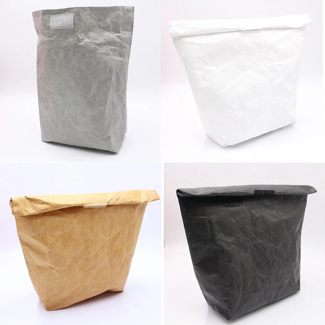 Food Bag  Picnic Thermal Insulation Kraft Paper Lunch Bag Waterproof Tightly Lunch Bag Reusable Food Container Keep Fresh