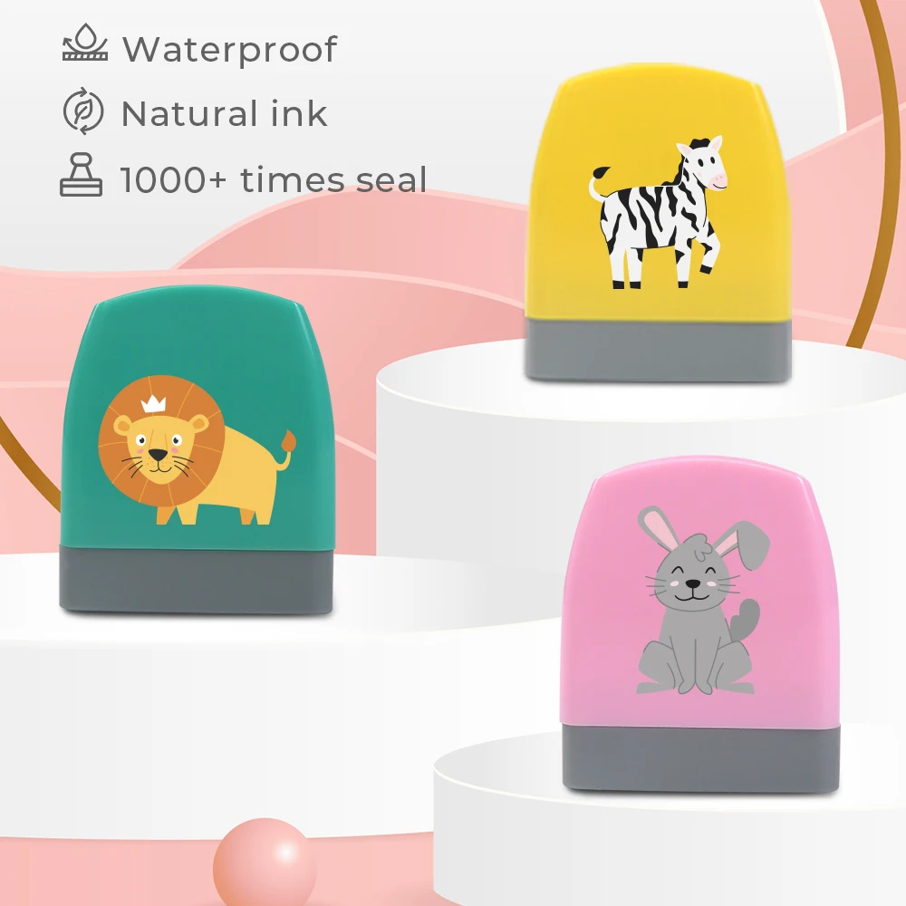 1 Stück personalisierter individueller Name Löwe Zebra Kaninchen Stempel individueller selbstfärbender Stempel Gumminogo klarer Siegelstempel individuelle Unternehmen