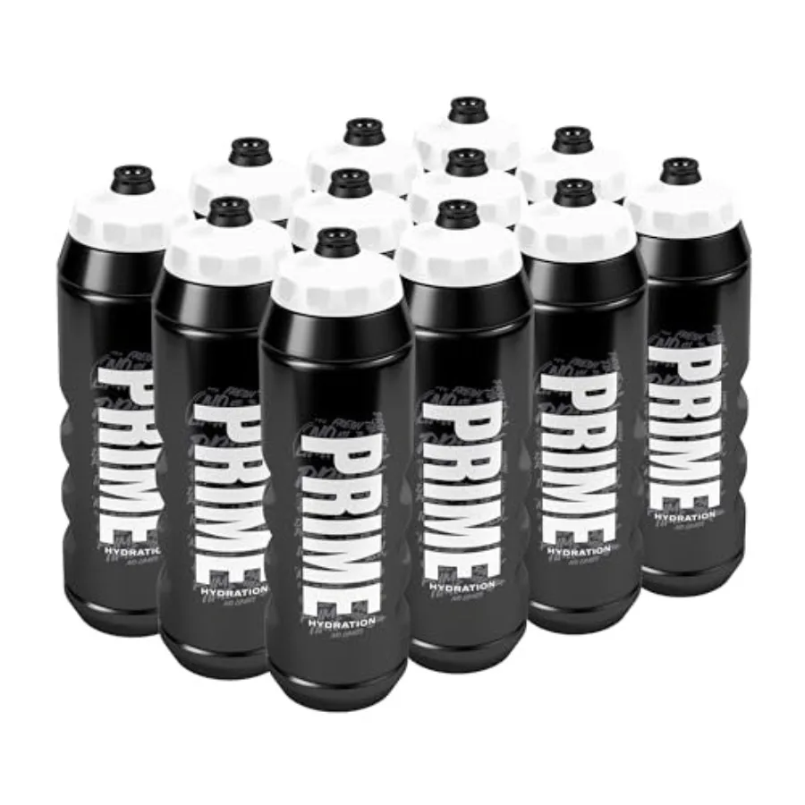 

PRIME 32 oz Black Graffiti Squeeze Sports Water Bottles BPA Free Dishwasher Safe Easy-Grip Ergonomic Leakproof Design Fast Hydr