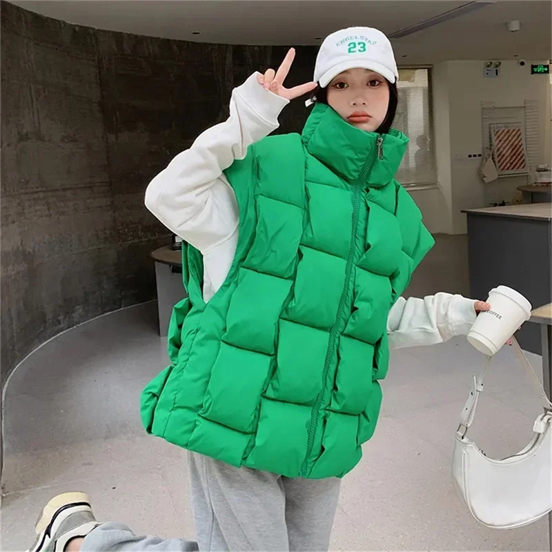 

2024 New Fashion Autumn Sleeveless Vests for Women Winter Women's Cold Coat Korean Style Cotton Padded Sleeveless Parkas ERFR