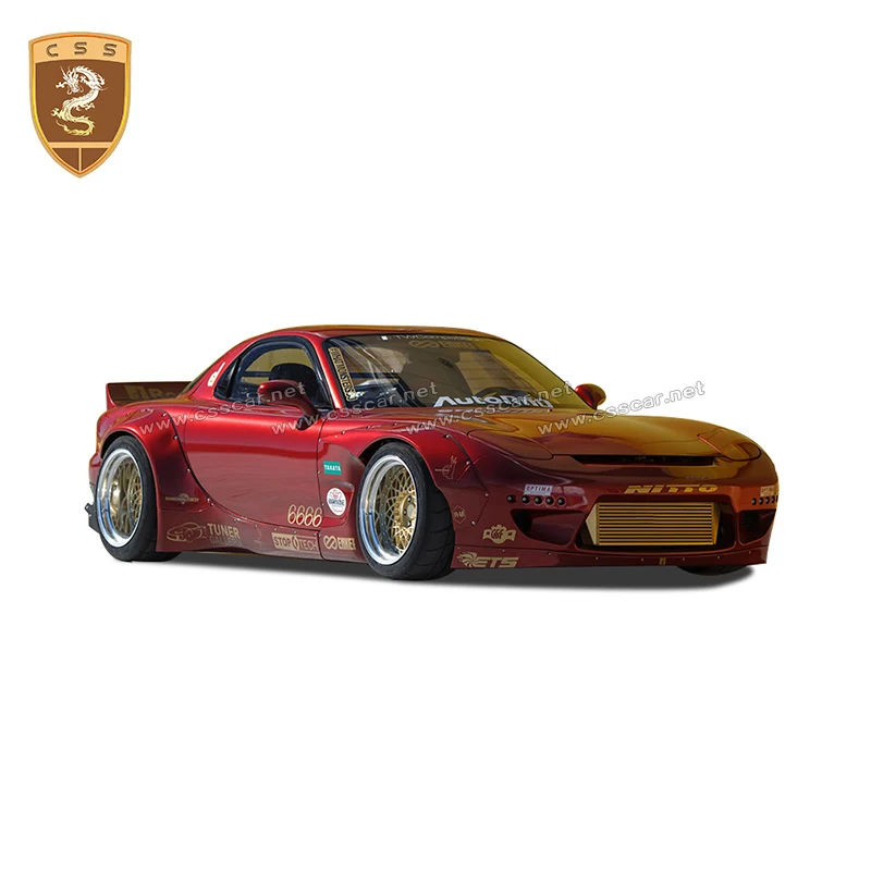 Car Accessories Fit For Mazda RX7 fiberglass front bumper lips wheel brows Rocket bunny style auto racing body part modification