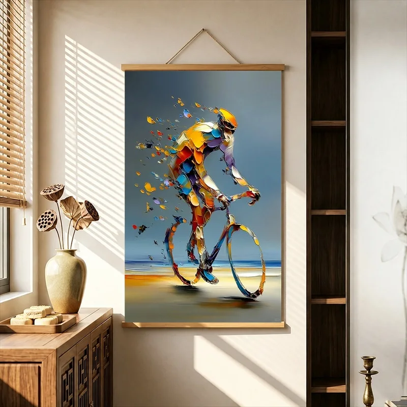 Cool Stuff for Room Colorful Robotic Figures and Mechanical Animals, Pearlescent Canvas Hanging Scroll for Creative Studio Decor