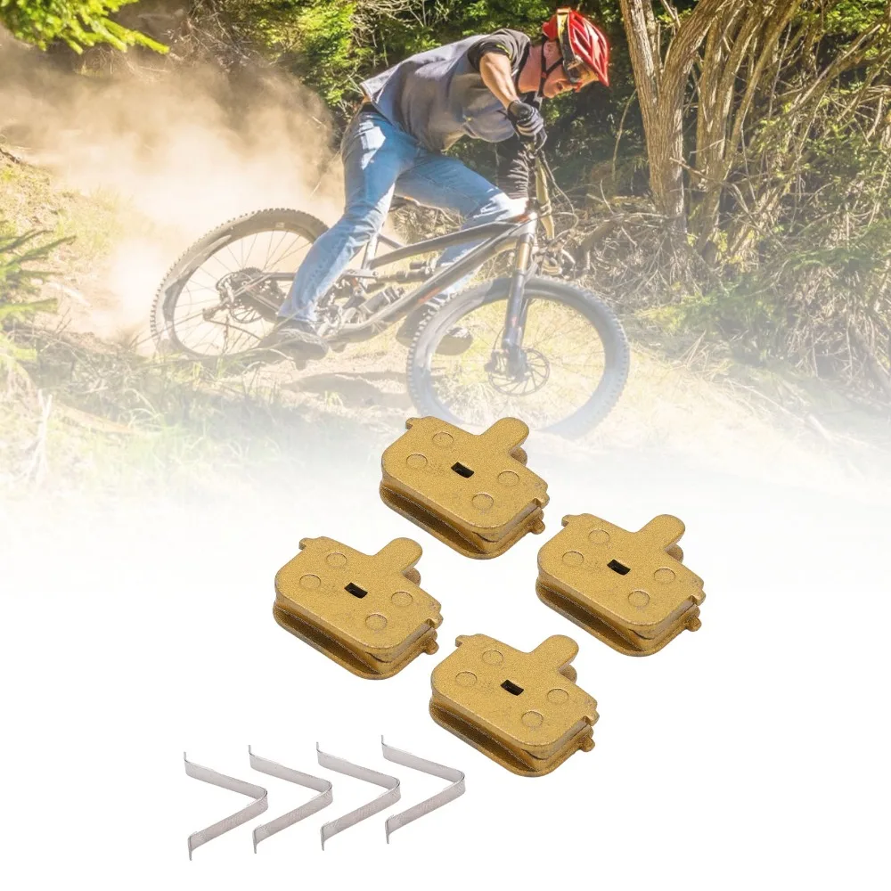 

4 Sets Ketone-Based All Metal Disc Brake Pads Yellow With Circlip Mountain Bike Brake Pads Bicycle Disc Brake Pads