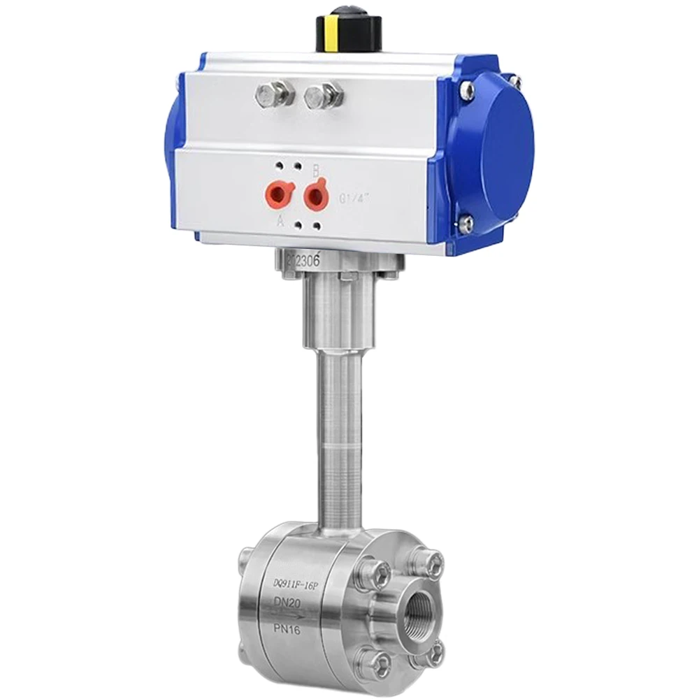 

DN25 -196degree Ultra-Low Temperature Forged SS304 Steel Extended Stem Female Thread Pneumatic Cryogenic Ball Valve