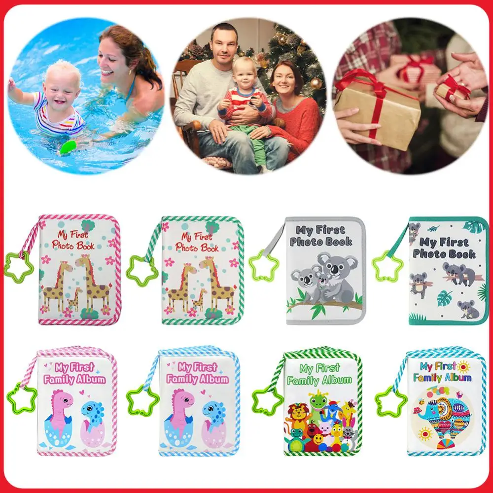 

Babys My First Family Album Soft Cloth Baby Memory Book Cute Photo Album Photo Collector for Family Newborns Shower Party Favors