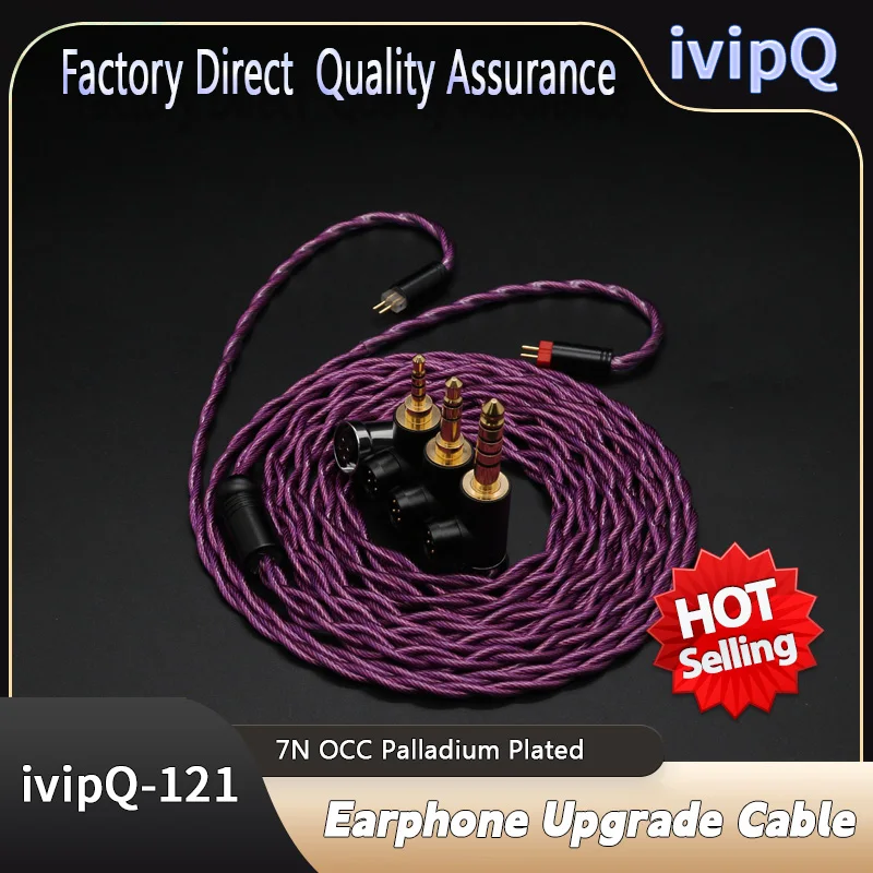 ivipQ 26AWG 7N OCC Palladium Plated 3-in-1 L-type Modular Plugs Earphone Replace Cable With MMCX/2PIN/IE900/QDC/N5005 For AKG