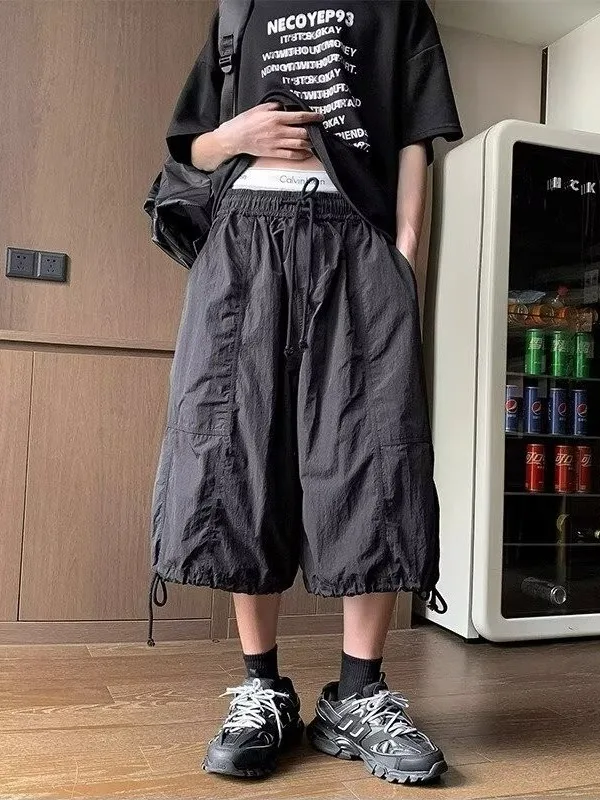 American Style Men's Seven-Eight Length Breathable Loose Workwear Shorts Cool Feeling Wide Leg Sports Quick Dry Casual Pants