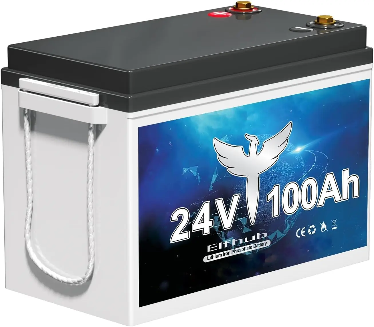 Image of 24V 100Ah LiFePO4 Batterie mit integriertem 100A BMS und Tiefentladungsschutz für 24V Trolling-Motoren, Wohnmobile, Solaranlagen