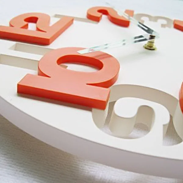 

Creative Round Wall Clock White Hard Plastic Hollow-Out 3D Big Digit Art Clock Home Office Kitchen Decor