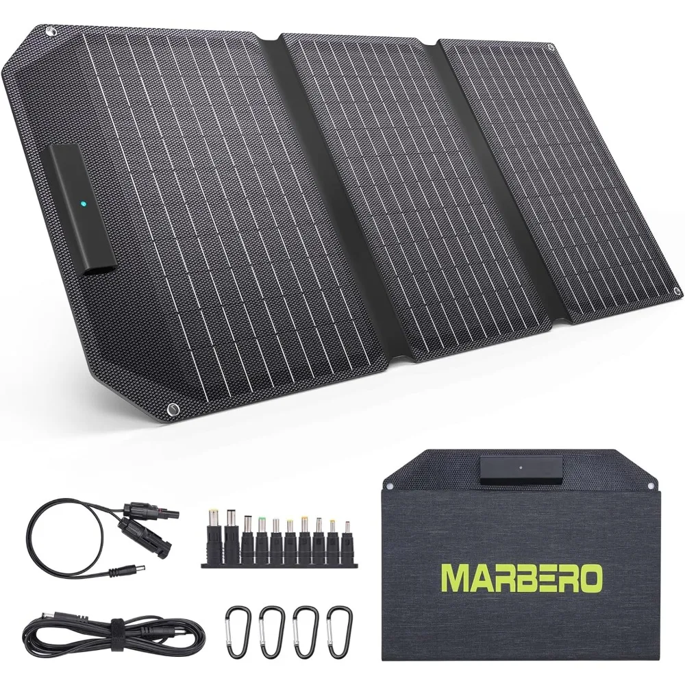 

MARBERO 30W Foldable Solar Panel Portable Solar Charger with 12V QC3.0 USB, Type C, DC Output for Portable Power Station