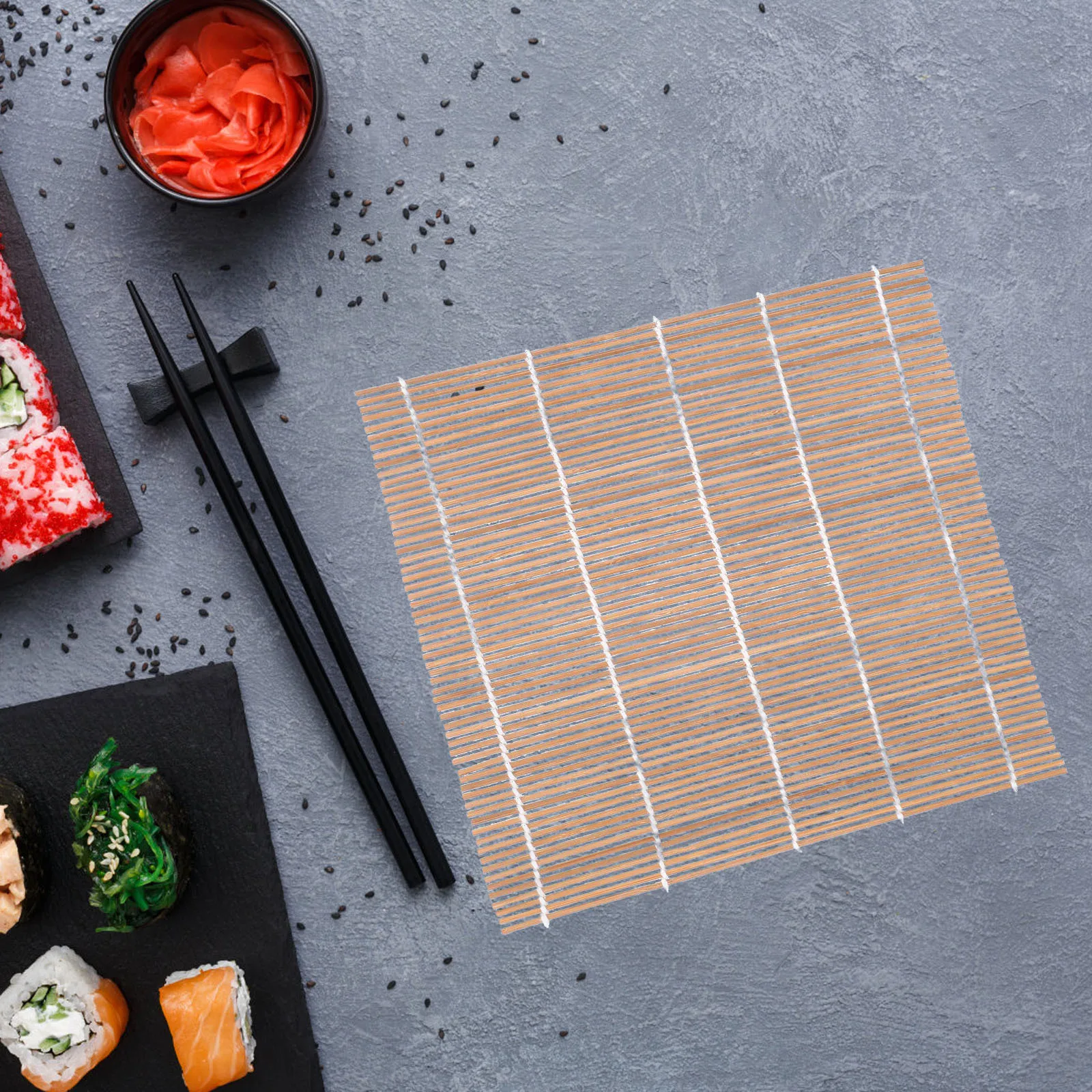 

2pcs 24Cm Rolling Mat Japanese Bamboo Mat For Home Family Gatherings Sushi Making Kit Kitchen Sushi Tools Bamboo Weaving