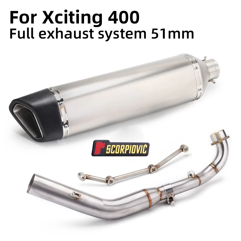 

For xciting400 Motorcycle Racing Performance Exhaust Racing slip on Line Motorcycle Muffler 51MM With catalyst