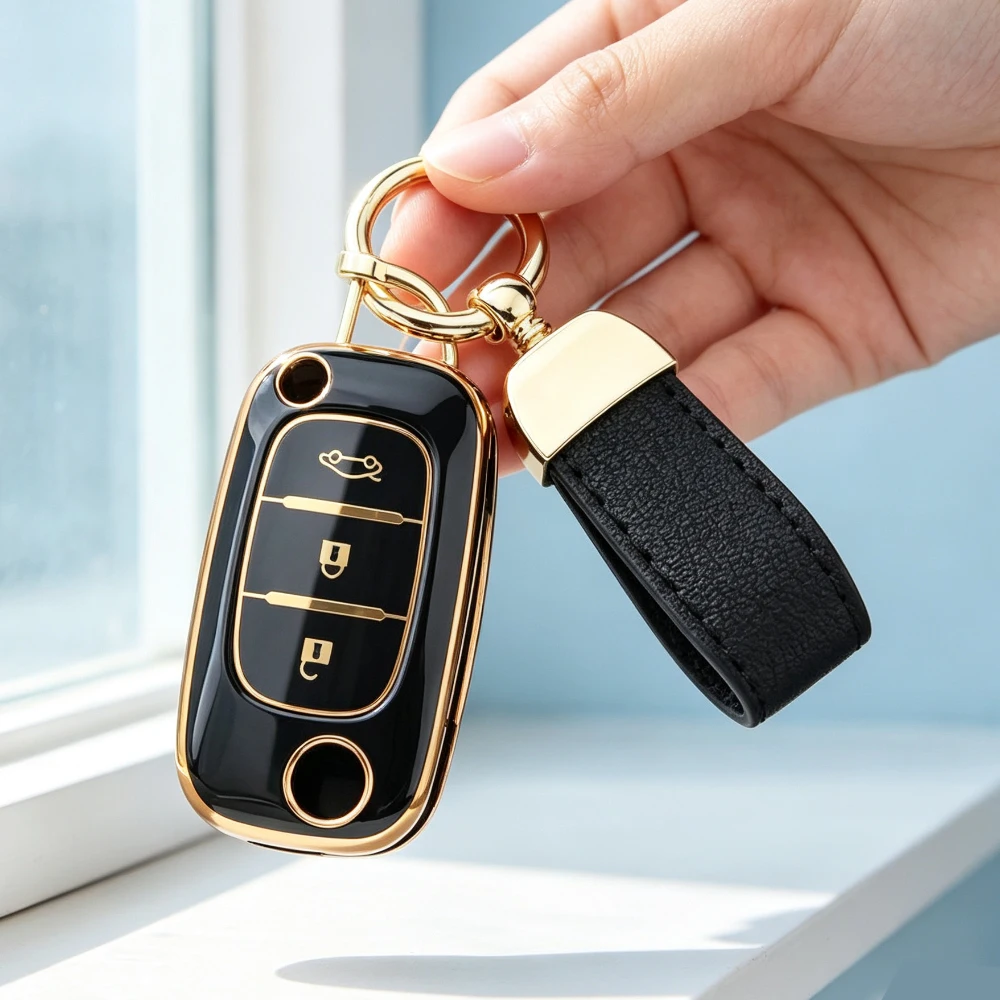 3 Buttons TPU Car Key Case for Renault Fluence Clio Megane Kangoo Modus Auto Key Cover Protector Keychain