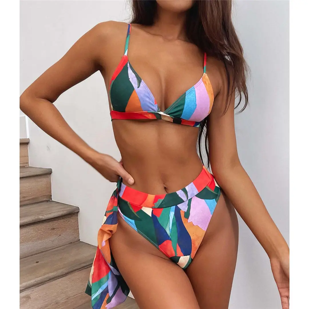 S - XXL, Bikini mit Leopardenmuster, hoher Bund, Damen-Badeanzug, dreiteiliges Bikini-Set, Badebekleidung, Badeanzug, Modell V2805SW. – Detail 18