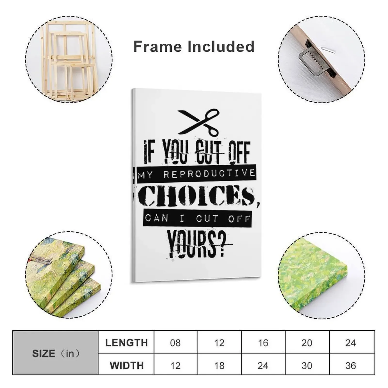 Pro Choice Cut Off Reproductive Choices Funny Canvas Painting anime bedrooms decorations wall frame for living room