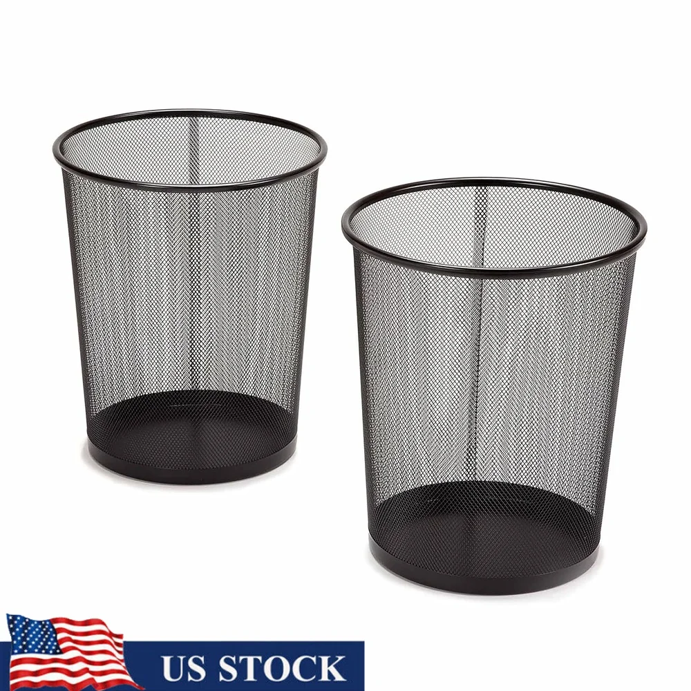 

2 шт., круглый стальной сетчатый мусорный бак, корзина для мусора, домашний офис, гараж, прочный вентилируемый дизайн, легкий вес, легко чистится, 6 галлонов