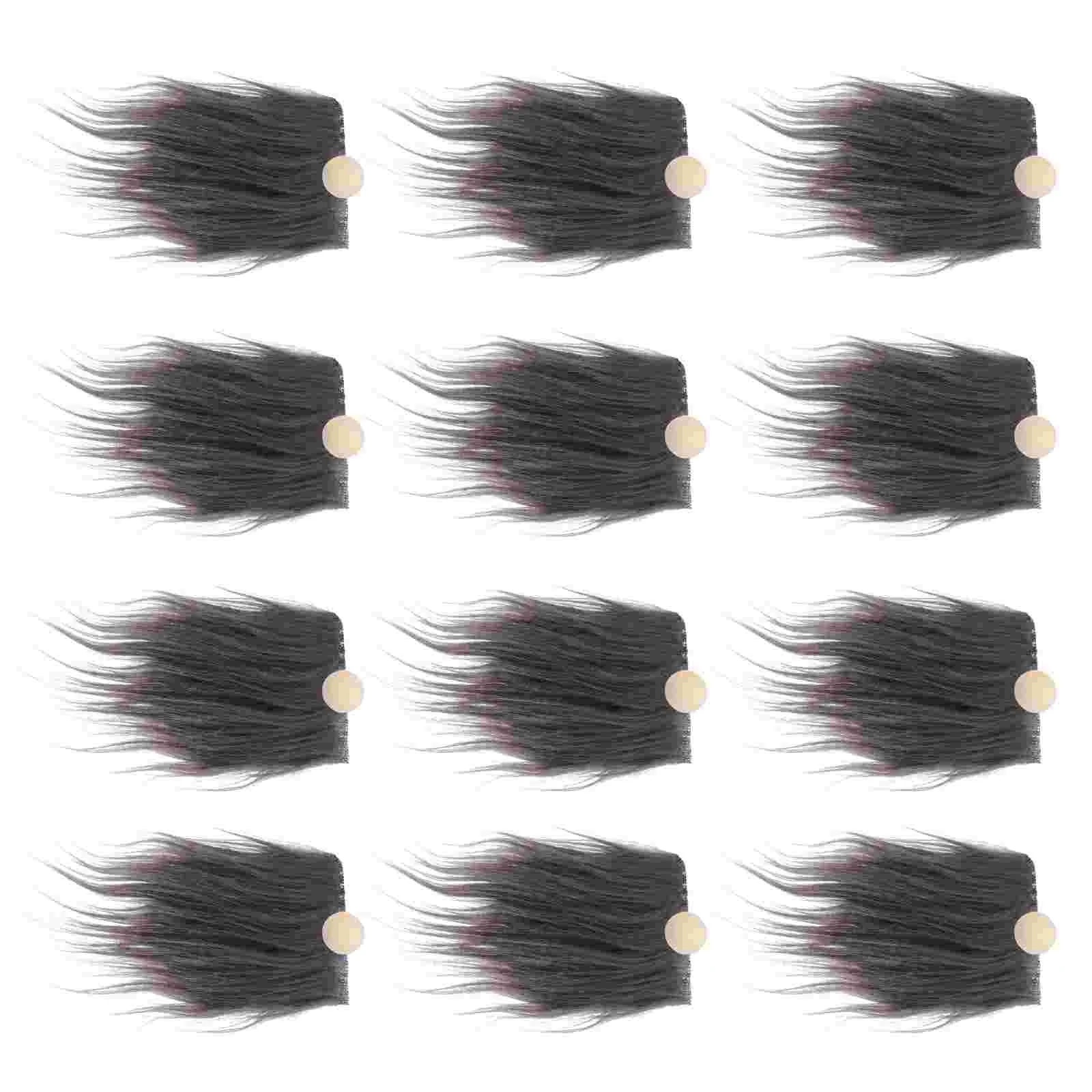 12 Sets Fake Fur Dwarf Beads for Hair Eyebrows Artificial Pre-Cut Gnome