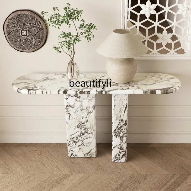 High-end, marble entrance table entry hall against the wall French light luxury small apartment entrance table storage