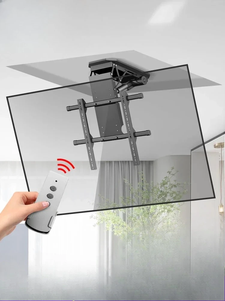 Hot selling-TV electric flip remote control lift hanger folding rotating hidden ceiling bracket 32-70 inches-Welcome to inquire
