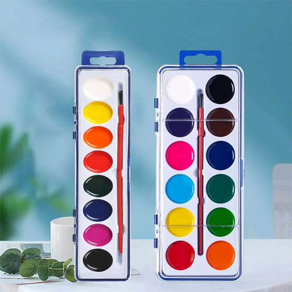Washable Watercolor Paint Set With Water Brush Pen 8/12/16 Colors Watercolor Paint Palette Portable Water Color Paints