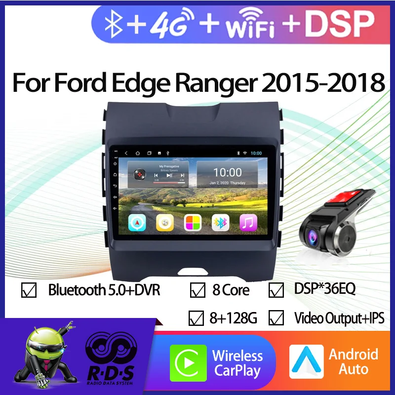 

6G+128G Android 11 Car GPS Navigation Ford Edge Ranger 2015-2018 Car Radio Player With Wifi 4G AHD DSP AM/FM CARPLAY