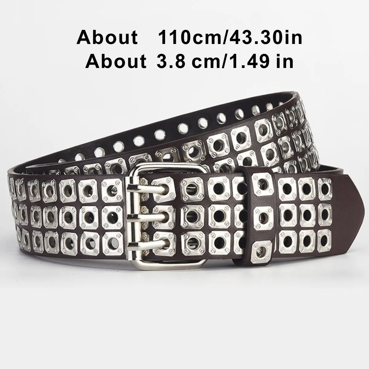 Innovative Fashion Square Beads, Willow Nails, Three Exhaust Eyes, Punk Street Cool, Personalized Men\'s and Women\'s Belts