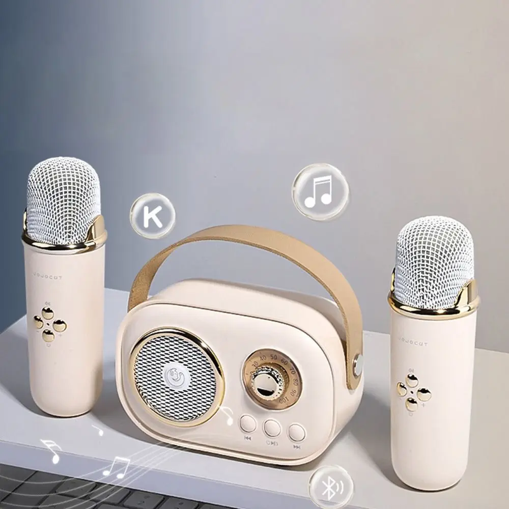 

Portable Mini Karaoke Machine with 2 Wireless Microphones Rechargeable Bluetooth Speaker Long-time Use Extended Playtime