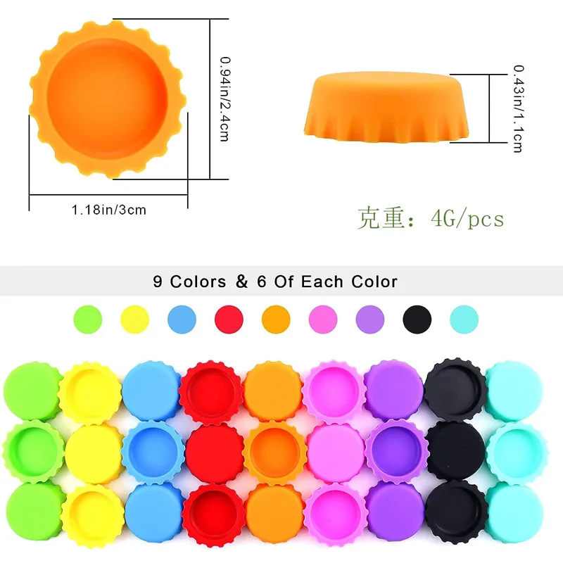 Novelty Sealing Caps 18 Pcs Silicone Beer Bottle Caps for Reuse and Practical Color Leaking Wine Beer Beverage Bottles