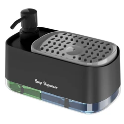 HOQUSA Keuken Handpers zeepkist Wasmiddel Dispenser Spons Houder 2-in-1 zeepdispenser voor Aanrecht
