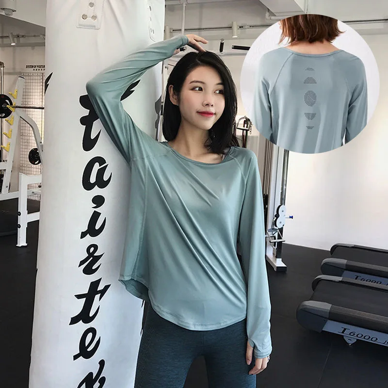 Loose T-shirt Workout Long Sleeve Yoga for Women Sports T-Shirts Ladies Fitness Running Gym Blouse Workout Female Clothes