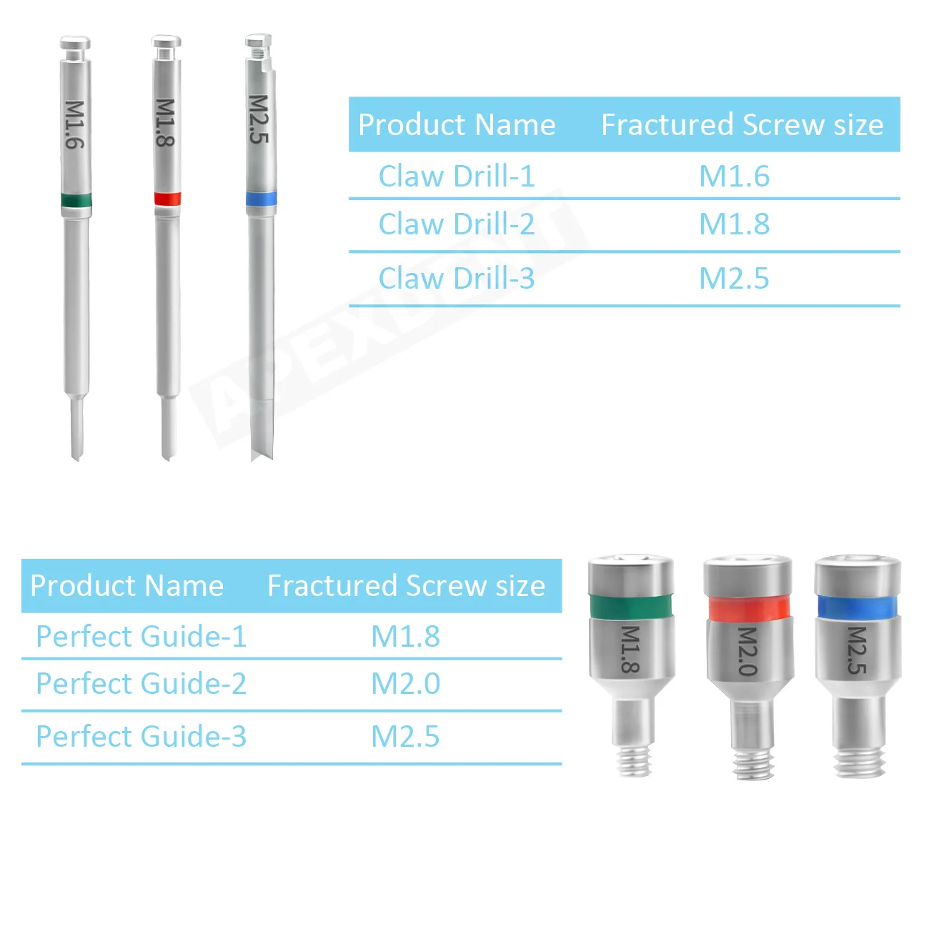 APEXDENT Dental Emergency Screw Remover Claw Dill Driver Internal Perfect Guide Dentistry Implant Restoration Tools
