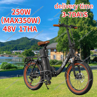 E Bike Folding 250W Motor 48V17Ah Battery Women's Urban Electric Bike Adult 20-inch Tire Aluminum Alloy Frame Electric Bicycle