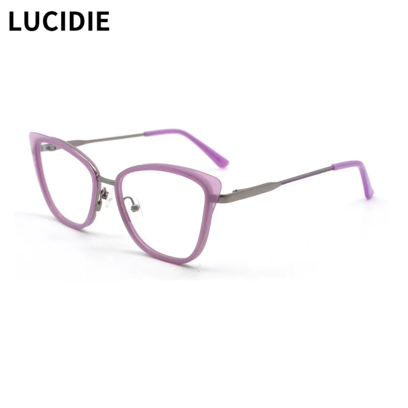 LUCIDIE Retro Cateye Glasses Frame Luxury Women Metal Eyeglasses Optical Myopia Computer Screen Prescription Eyewear TL3545