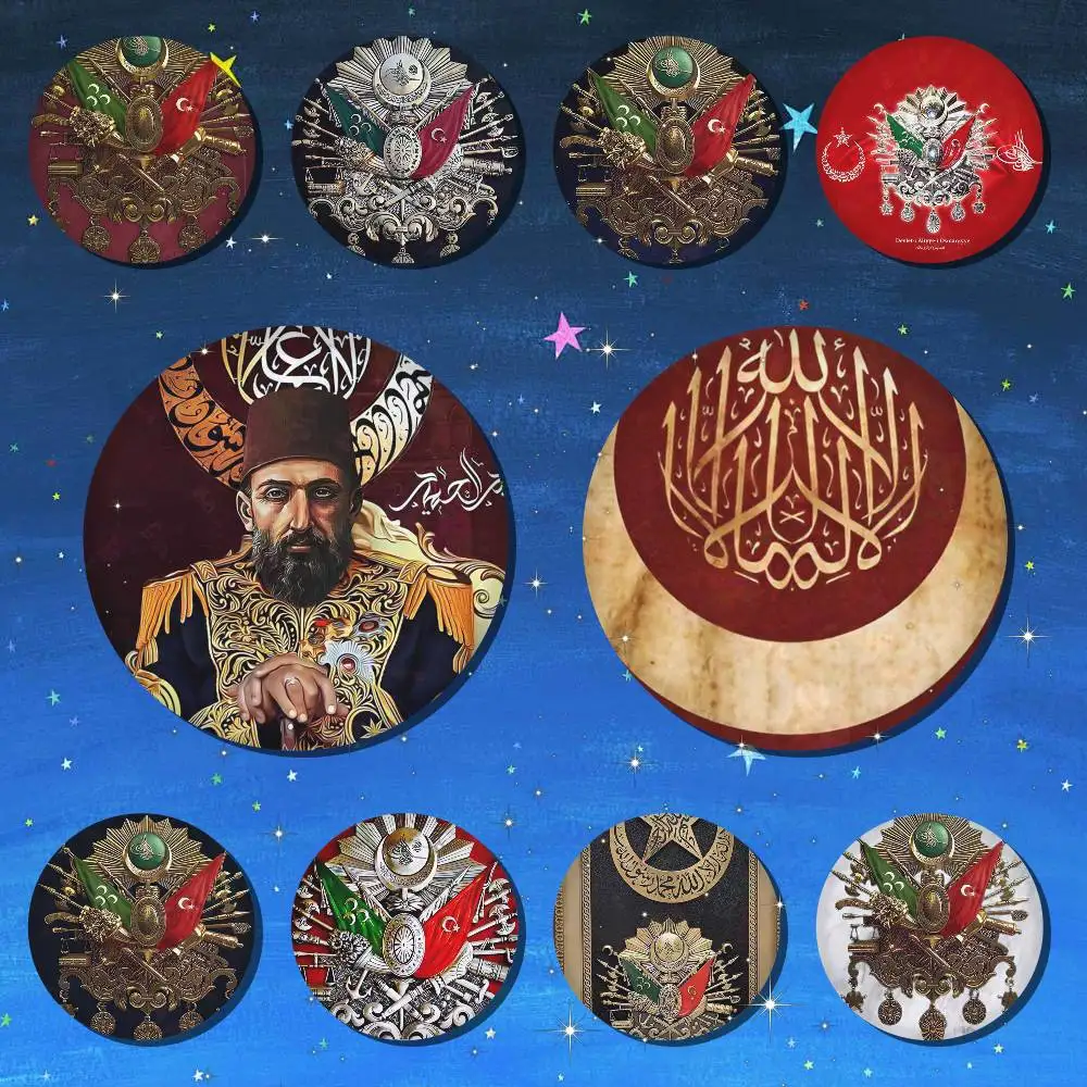 Ottoman Empire Coat Of Arms 75x75 25x25 Mm Cartoon Round Brooches On Backpack Shirt Accessories Jewelry Badge Gift For Friends