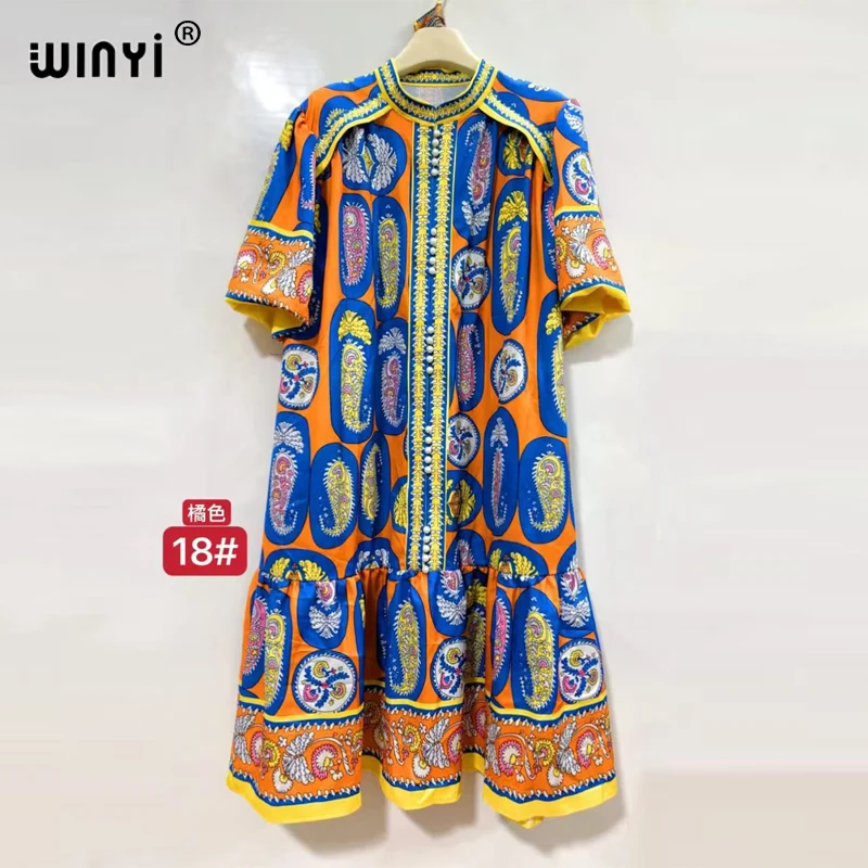 

WINYI muslim's dresses for woman maxi dress Floral Print Kaftan abaya dubai luxury summer Bohemian party dress holiday Caftan