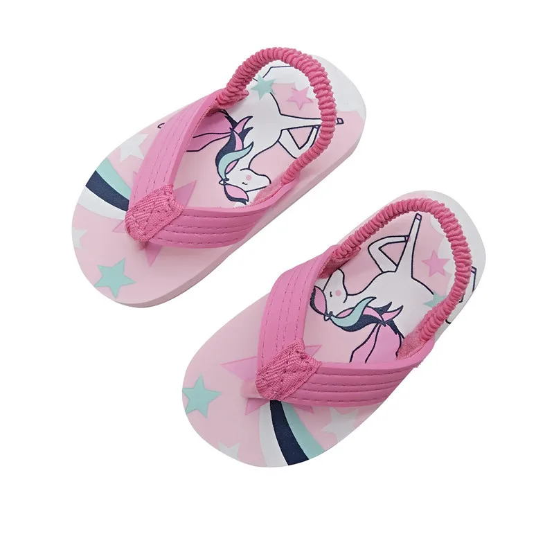 2024 Summer Children Cute Cartoon Animal Slippers Beach Shoes Kids Flip Flops Elastic Band Anti-slip Sandals Boys Girls Slippers