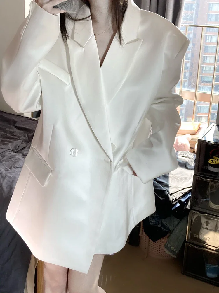 UNXX Fashion White High-end Suit Jacket Women\'s 2024 Spring New Korean Style Casual Temperament Silhouette   Women