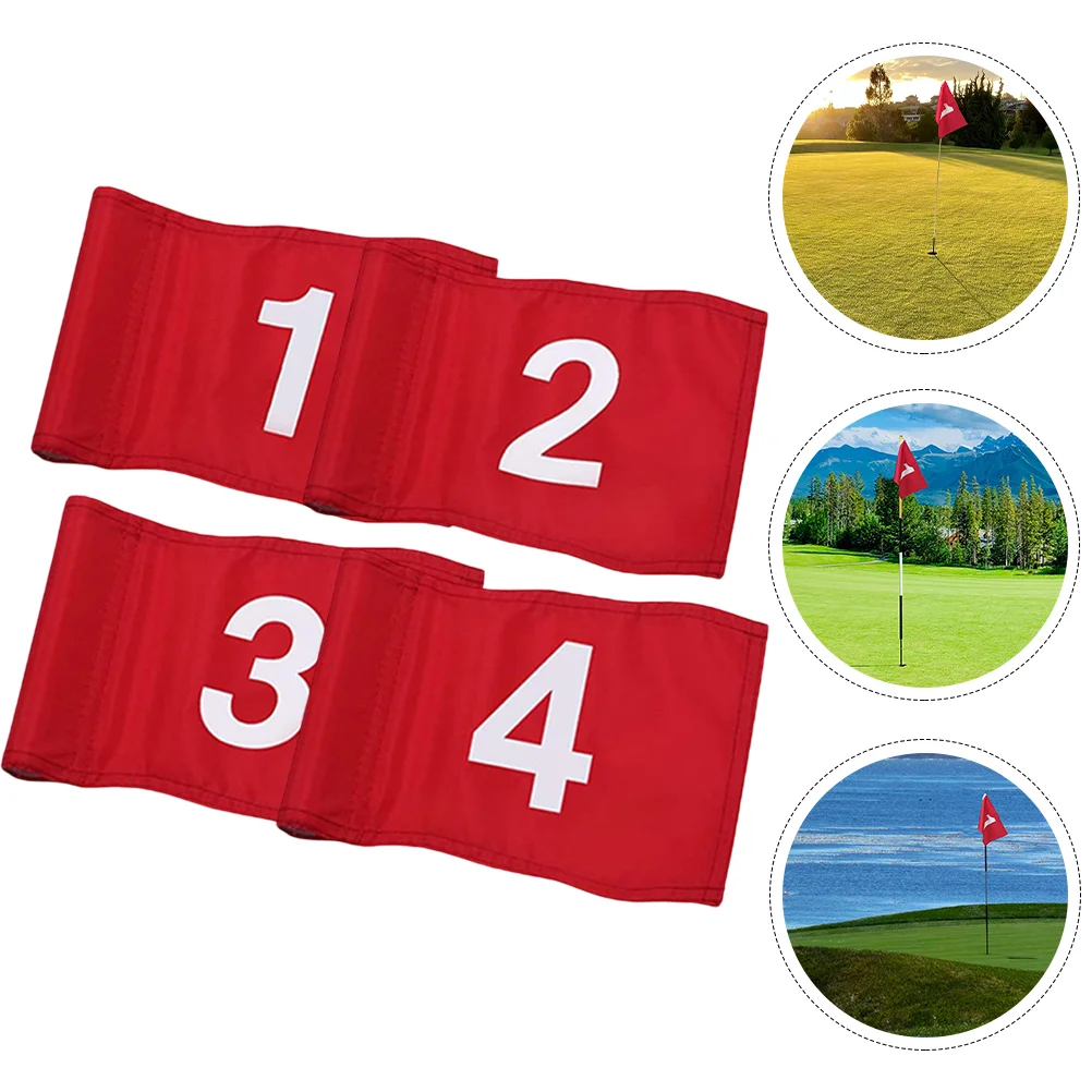 4 Pcs Golf Golfs Targeting Flags Number Practice Mini Practical Wear-resistant Nylon Court Golfing Numbered Small