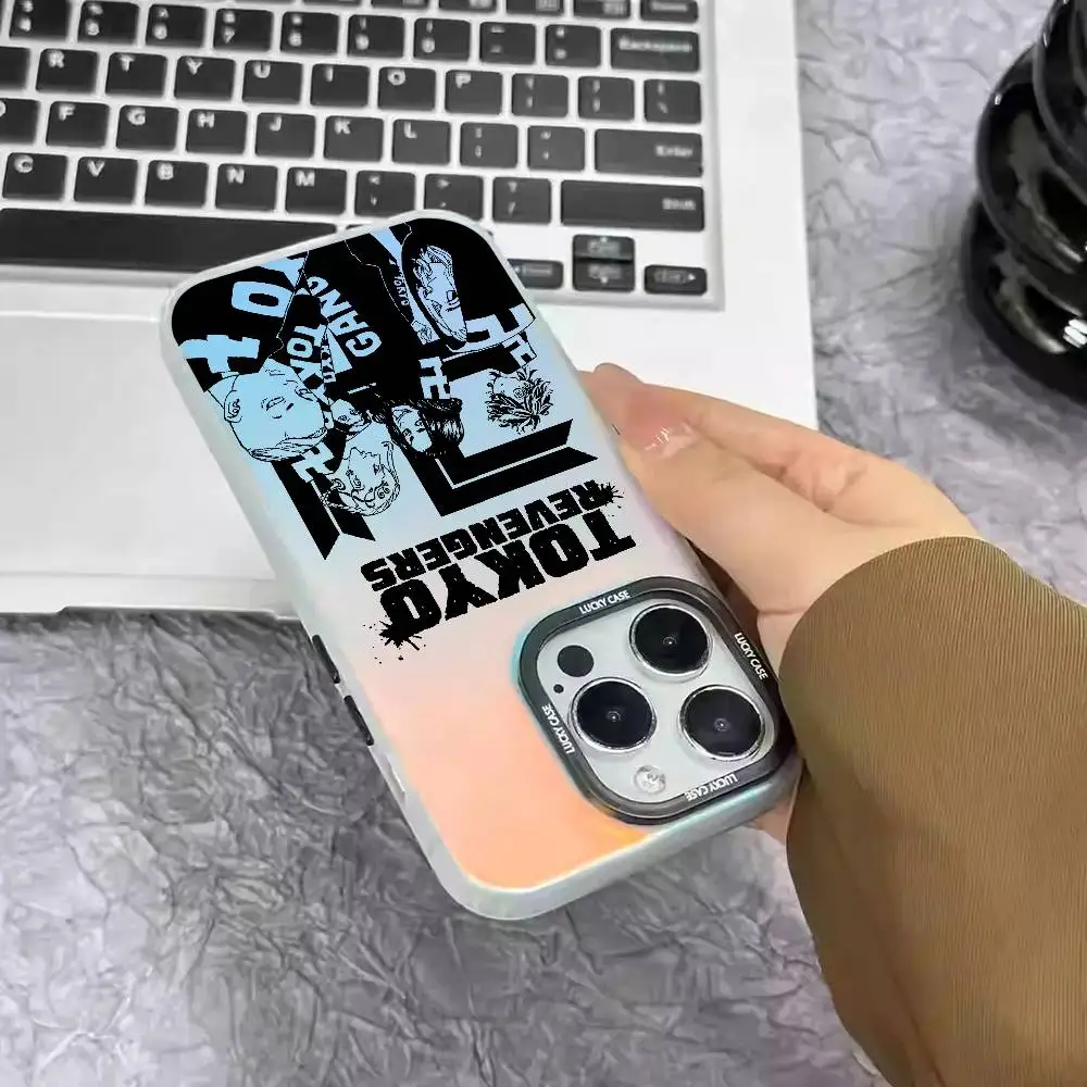 Coque de téléphone dessin animé t-tokyo vengeance-s, 1 pièce, Laser IMD couleur argent, coque pour IPhone 17 16 15 14 13 12 11 Air Pro Max Plus