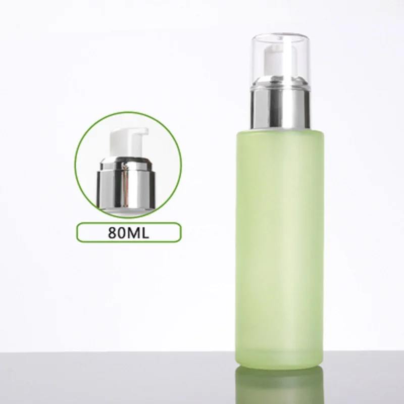 

80ml frosted/green/blue glass bottle silver pump serum/lotion/emulsion/foundation moisture toner skin care cosmetic packing