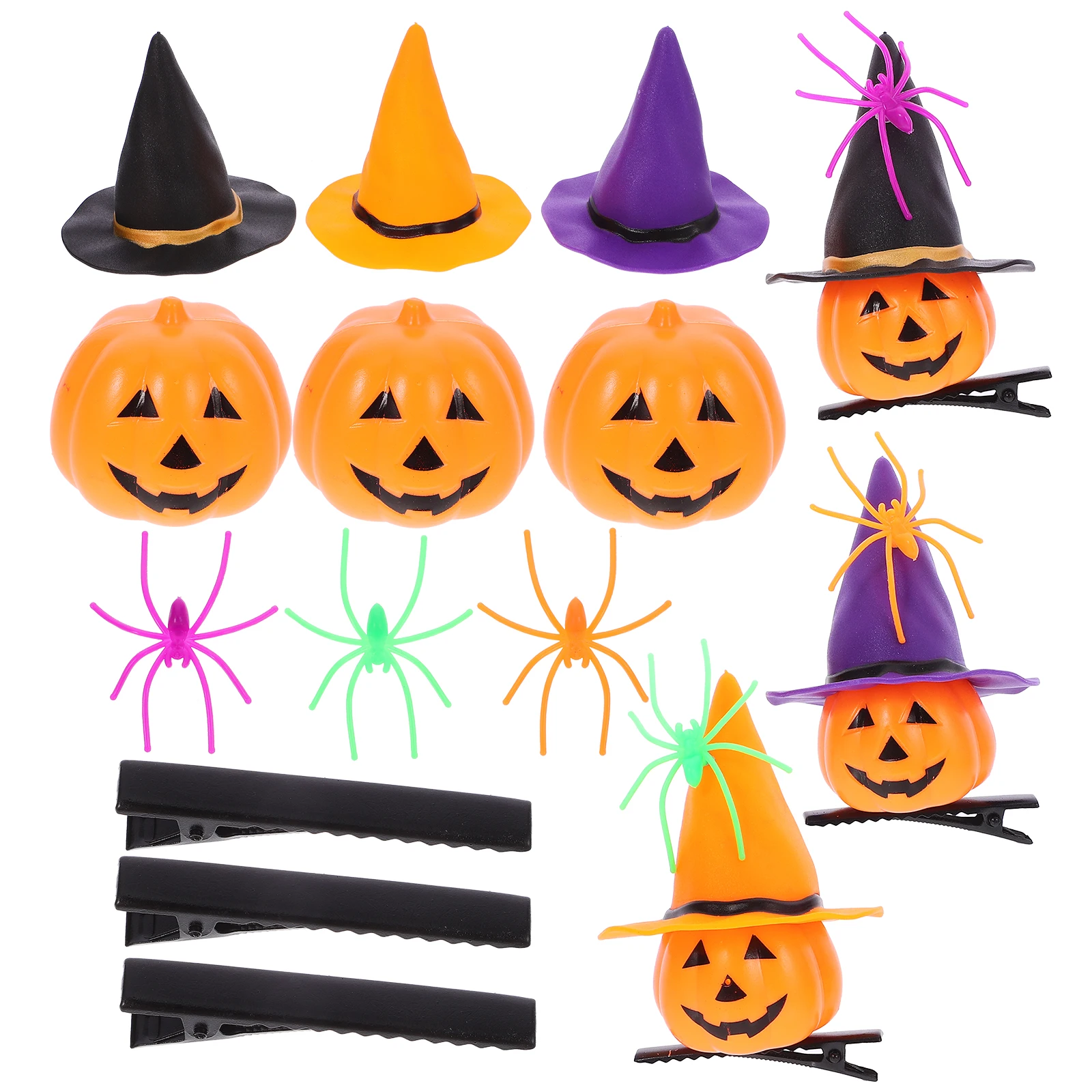 

2 set 2 Sets Inch Pumpkin Hairpins DIY Halloween Witch Hat Clips Mini Spider Accessories Hairpin Hair Pin Material Material