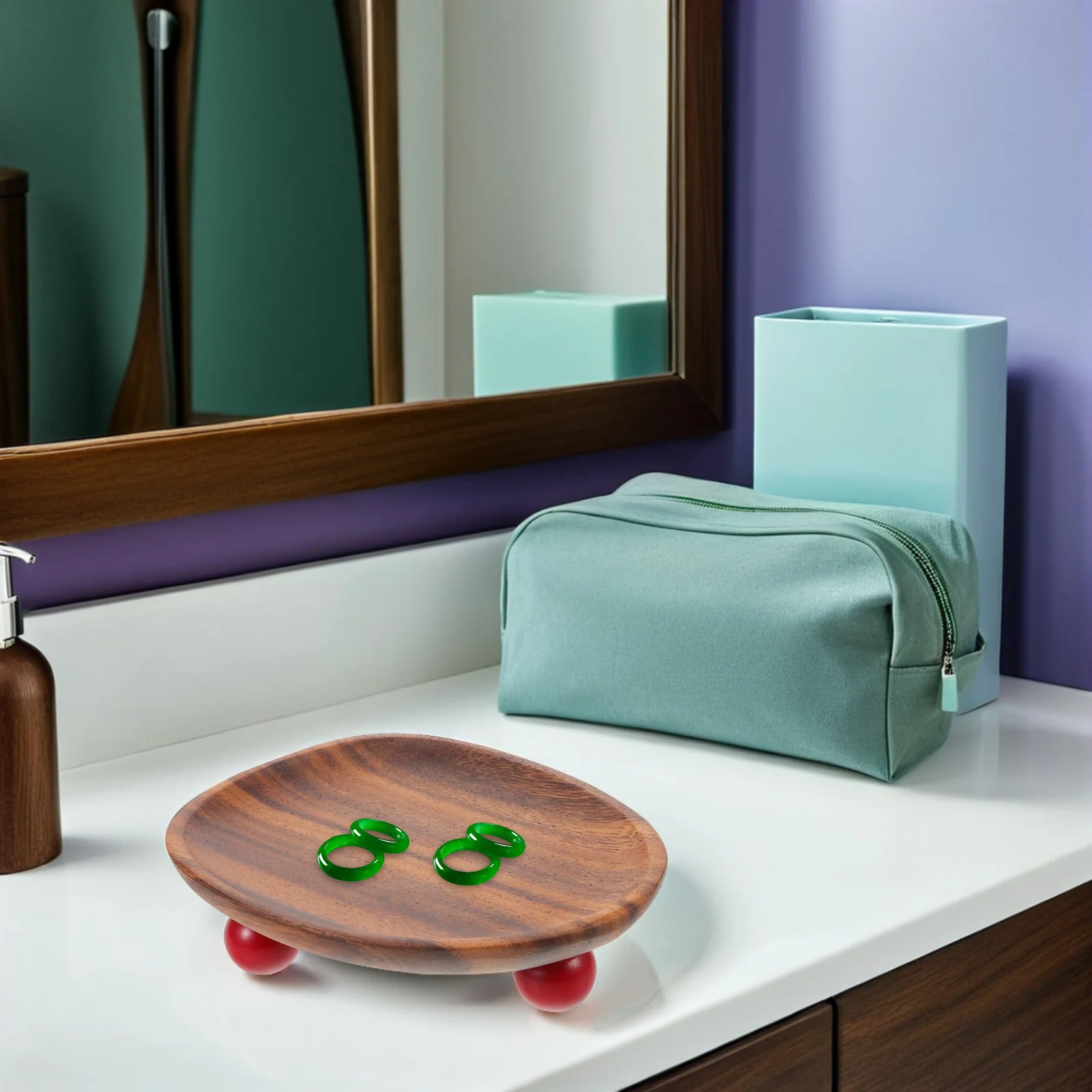 

Wood Entryway Natural Key Jewelry Storage Aromatherapy Serving Tray For Dresser Vanity Coffee Table Decorative Organizing Dish