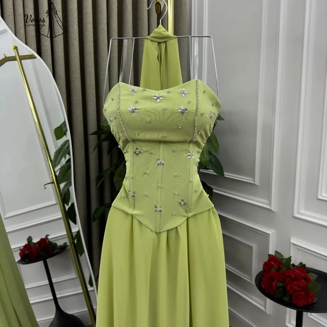 Vows elegante vestidos de baile vestido de noite de luxo 2025 feito sob encomenda linha uma vestidos de festa para ocasiões especiais grânulo bordado mulher
