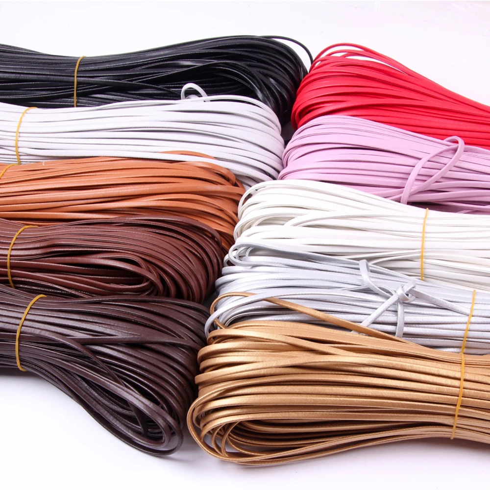 REGELIN 5meter 4/5/6/8/10mm Braided PU Leather Bag Strap Findings Flat Leather Cord String Rope DIY Necklace Bracelet Making